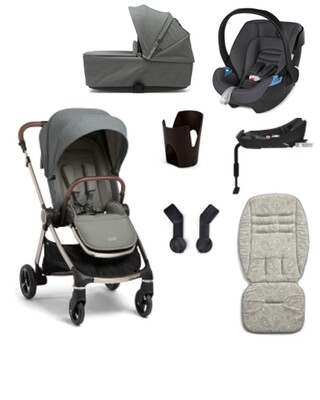 Strada 7 Piece Essentials Bundle Grey Melange with Grey Aton Car Seat